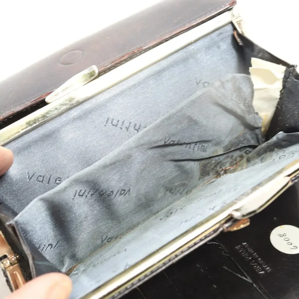 Vtg Valenini Clutch Wallet Black Leather ID Cards Cash Multi Compartments
